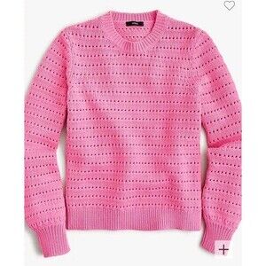 J.Crew Balloon Sleeve Pointelle Sweater Baby Pink Cotton Blend AW847 Size S